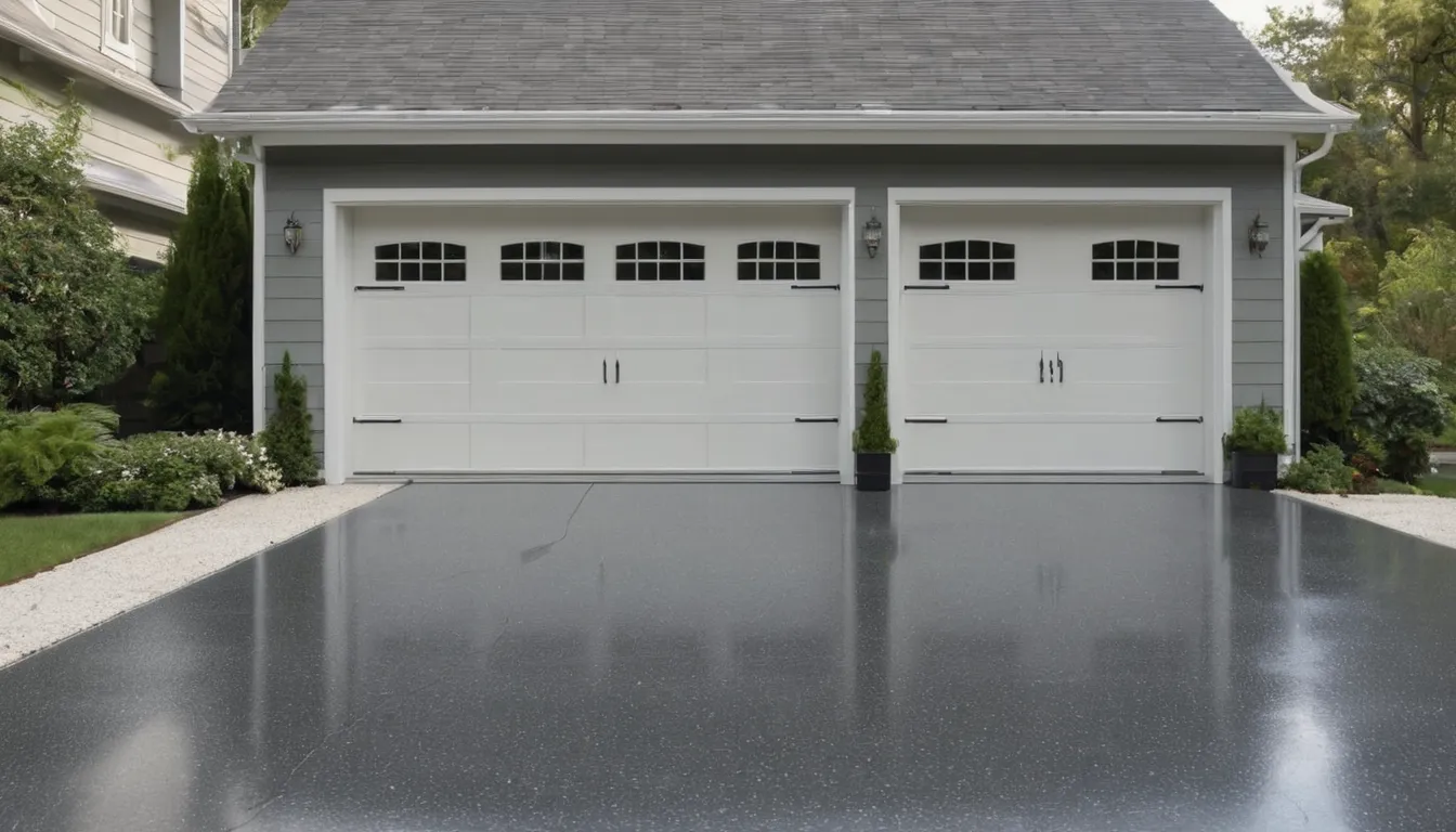 A freshly coated epoxy garage floor in a Alexandria home